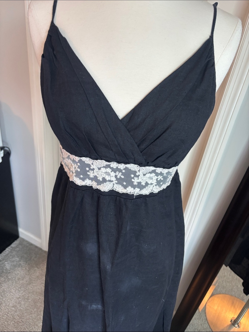 Black Lace-Trim Spaghetti Strap Dress